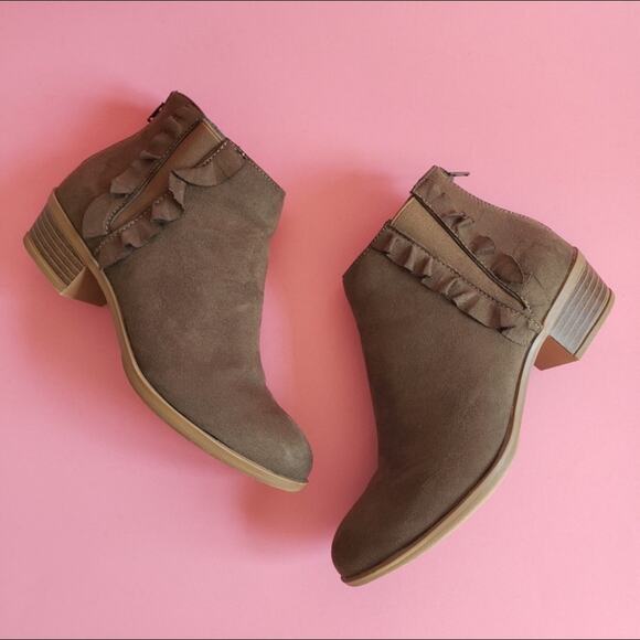 Justfab Olive Ruffle Faux Suede Bootie - Picture 3 of 8